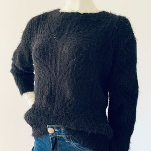 Philosophy Republic Clothing Fuzzy Pullover Sweater Crew Neckline Sz S Navy